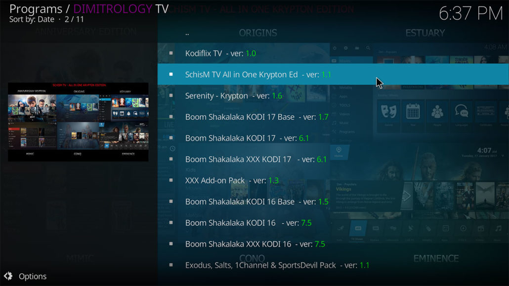 SCHISMTV ALL IN ONE KODI BUILD v1.1