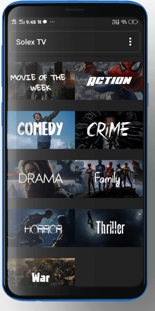 Solex TV Apk on Smartphone