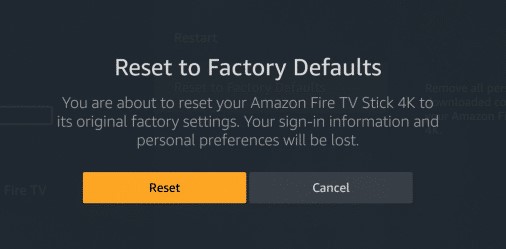 Reset Fire Stick Fire TV Factory Defaults