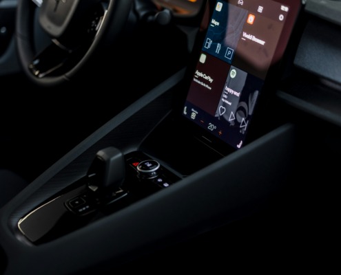 Google Gemini interface popup on Android Automotive dashboard display